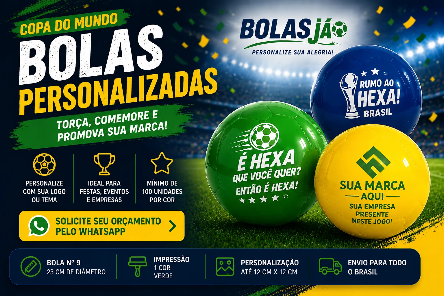 Banner Bolas Já com bolas personalizadas